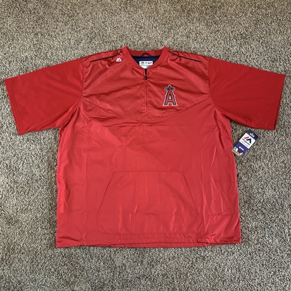 Los Angeles Angels Jacket 5XT Majestic Cool Base Windbreaker 1/4 Zip Pullover - Picture 1 of 12